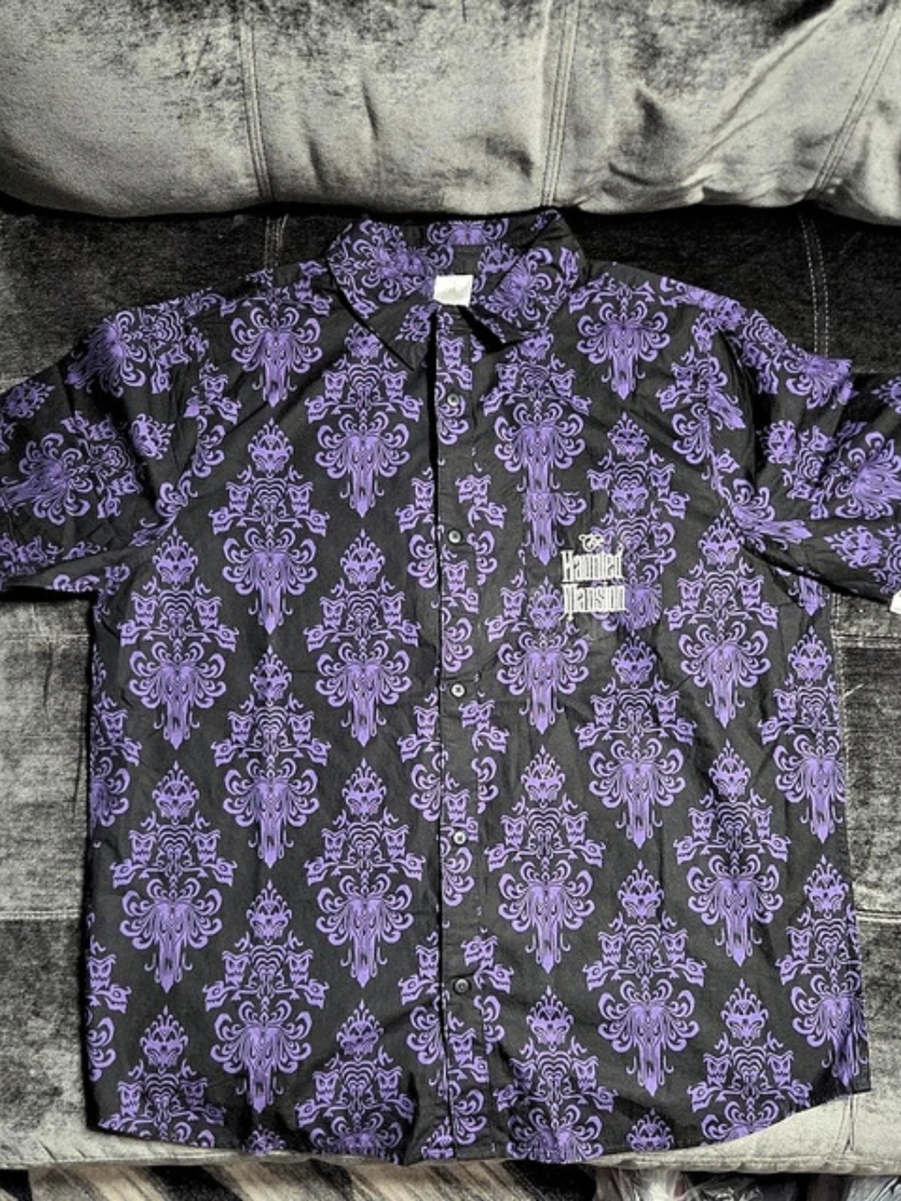 Disney Parks Haunted Mansion Wallpaper Woven Button up dress shit